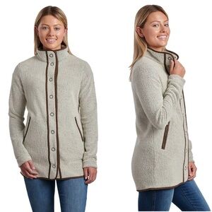 Kuhl Women's Cream Teddy Jacket with Brown Trim